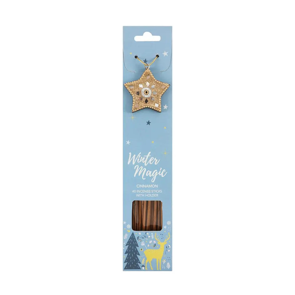 Varitas Incienso Invierno Mágico Aroma Canela con Porta Incienso Estrella - Esotergia Tienda