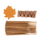 Set de Regalo de Incienso Otoñal: Naranja y Canela con Porta Incienso de Hoja - Esotergia Tienda