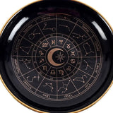 Plato/Bandeja Rueda Astrológica (Negro y Dorado) - Joyero, Altar y Decoración Esotérica Zodiaco Esotergia