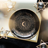 Plato/Bandeja Rueda Astrológica (Negro y Dorado) - Joyero, Altar y Decoración Esotérica Zodiaco Esotergia