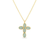 Collar Cruz de Calcedonia | Plata Ley 925 Baño Oro 18k - Esotergia Tienda