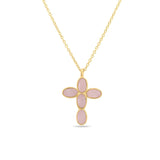 Collar Cruz de Cuarzo Rosa | Plata Ley 925 Baño Oro 18k - Esotergia Tienda