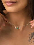 Collar Triada de Malaquita, Amazonita y Piedra Luna - Esotergia Tienda