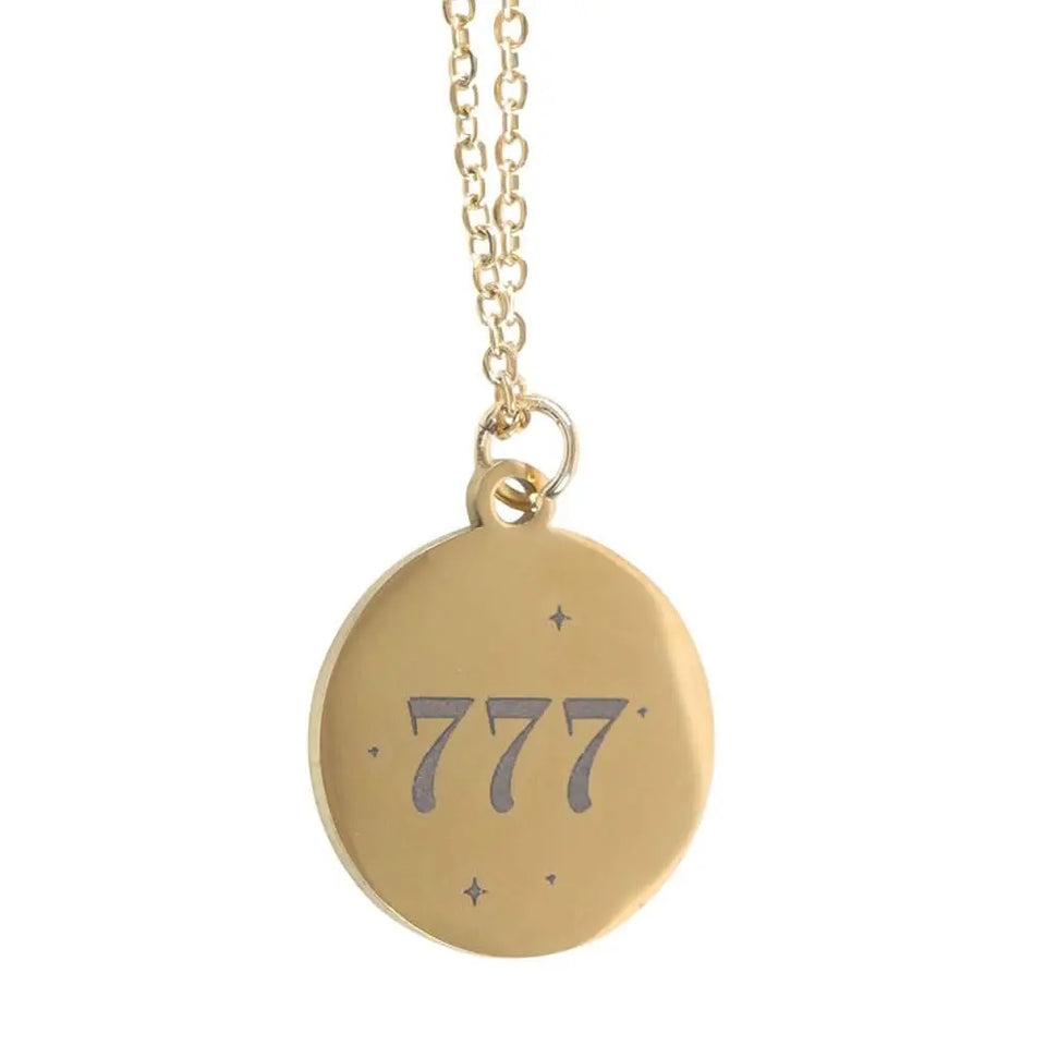 Collar Número Ángel 777 (Acero) | SUERTE Divina, Milagros y Deseos Cumplidos Esotergia