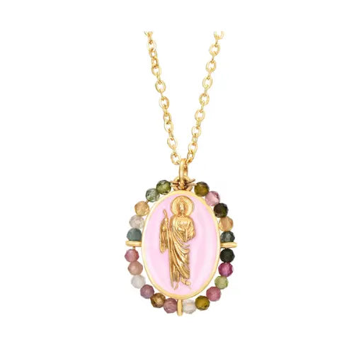 Collar San Judas Tadeo Turmalina - Protección Espiritual y Estilo Elegante Esotergia