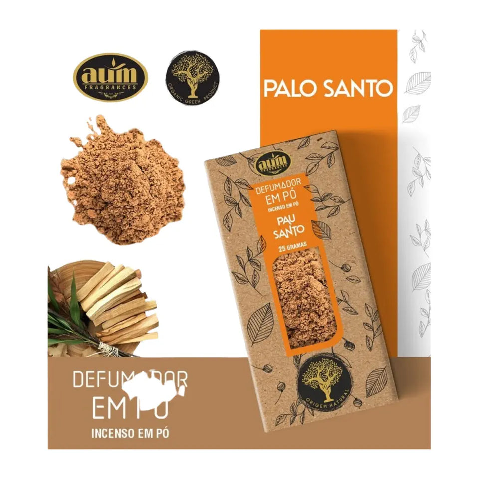 Incienso en Polvo de Palo Santo AUM Fragrances 25g - Purificación y Energía Positiva - Esotergia Tienda