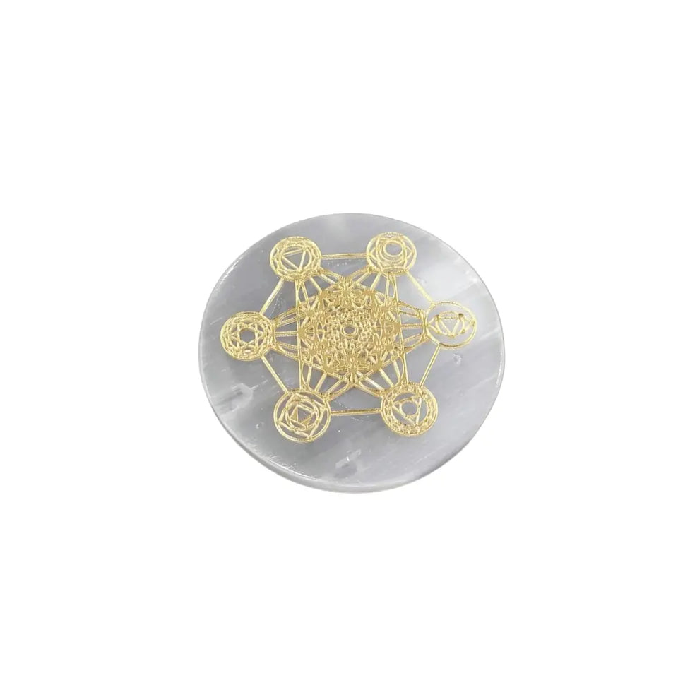 Placa Selenita Metatron Dorada: Purificación y Armonía Espiritual - Esotergia Tienda