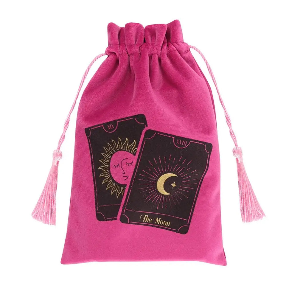 Bolsa de Terciopelo Rosa con Cordón para Cartas del Tarot - Esotergia Tienda