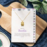 Collar Amuleto Escarabajo Dorado de la Suerte + Tarjeta Regalo | Protección y Sabiduría