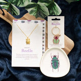 Collar Amuleto Escarabajo Dorado de la Suerte + Tarjeta Regalo | Protección y Sabiduría