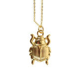 Collar Amuleto Escarabajo Dorado de la Suerte + Tarjeta Regalo | Protección y Sabiduría Esotergia