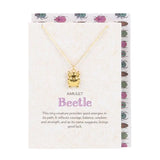 Collar Amuleto Escarabajo Dorado de la Suerte + Tarjeta Regalo | Protección y Sabiduría Esotergia