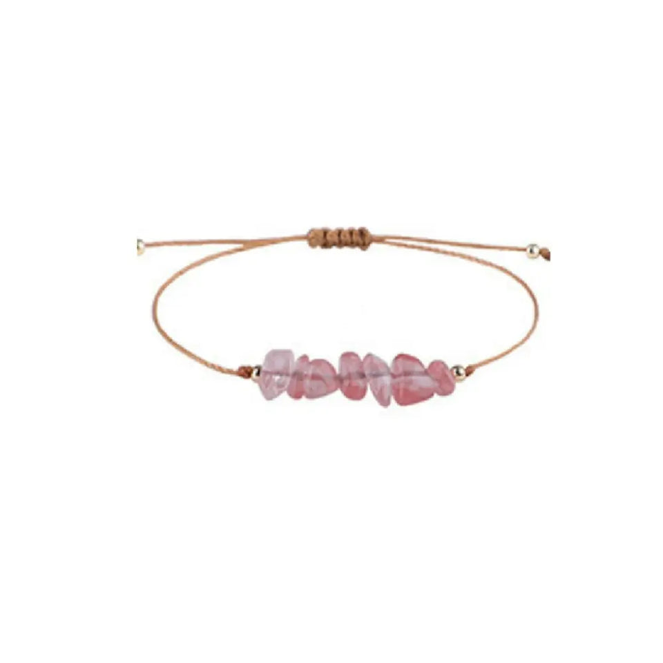 Pulsera Chip de Cuarzo Rosa con Nudo Adaptable Esotergia