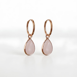 Pendientes Lágrima de Cuarzo Rosa Facetado y Acero Hipoalergénico | Amor y Armonía Esotergia