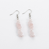 Pendientes de Acero con Chips de Cuarzo Rosa Natural | Amor Propio y Sanación Esotergia