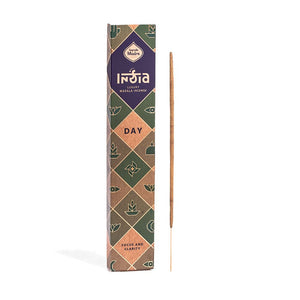 Incienso India Masala DÍA - Sahumerio Artesanal para Enfoque y Claridad con Aroma Fresco y Vigorizante (12 Varillas) Esotergia