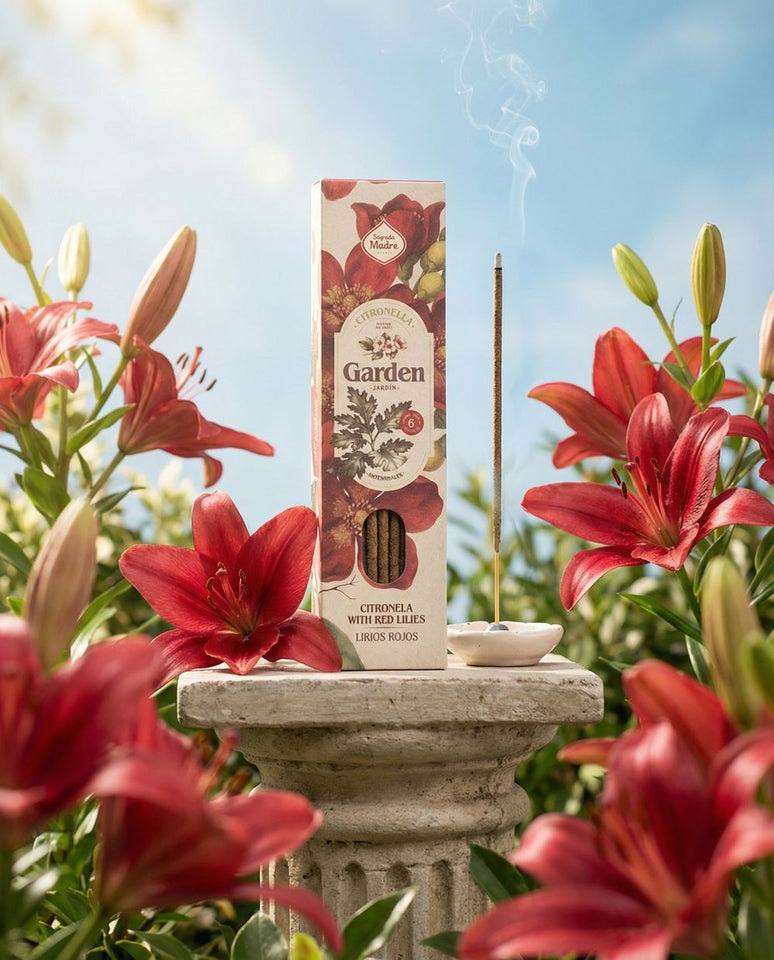 Incienso Natural Garden Citronela y Lirios Rojos | Protección Floral al Aire Libre Esotergia