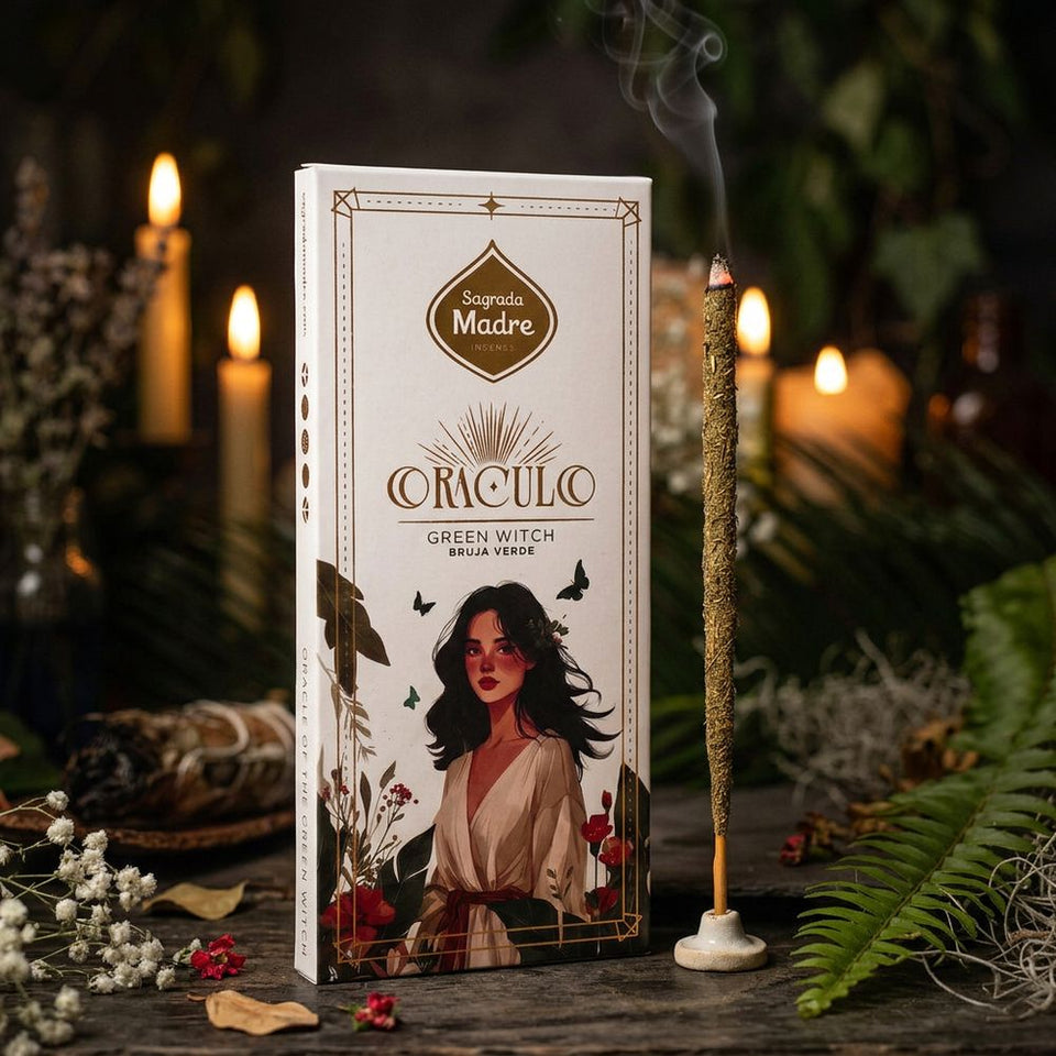 Incienso Natural Oráculo Bruja Verde - Lirios y Té Blanco | Sagrada Madre Esotergia