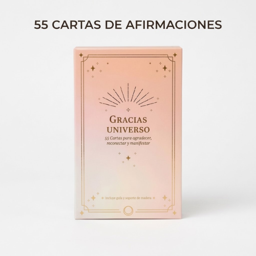 Cartas "Gracias Universo": 55 Afirmaciones para Agradecer, Reconectar y Manifestar (Incluye Soporte de Madera y Guía) Esotergia Tienda