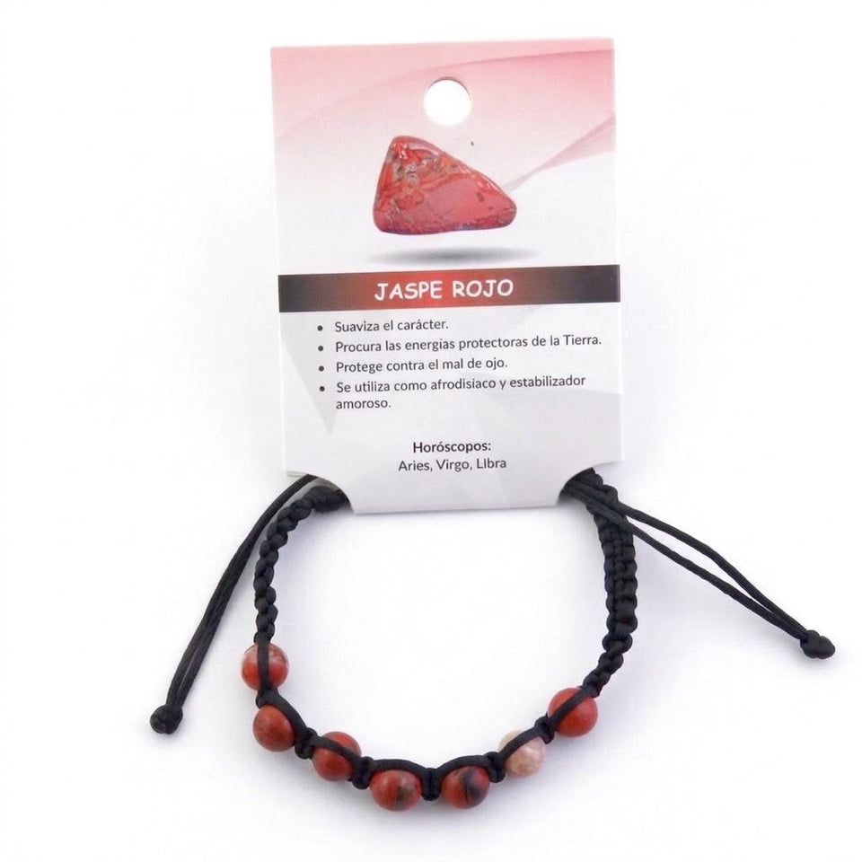 Pulsera Trenzada de Jaspe Rojo Natural | Estabilizador Amoroso y Enraizamiento Esotergia