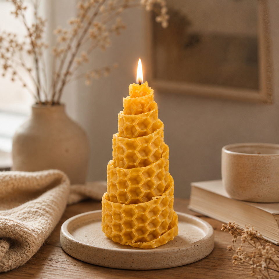 Vela de Miel Artesanal 100% Cera de Abeja – Abundancia y Prosperidad Esotergia Tienda