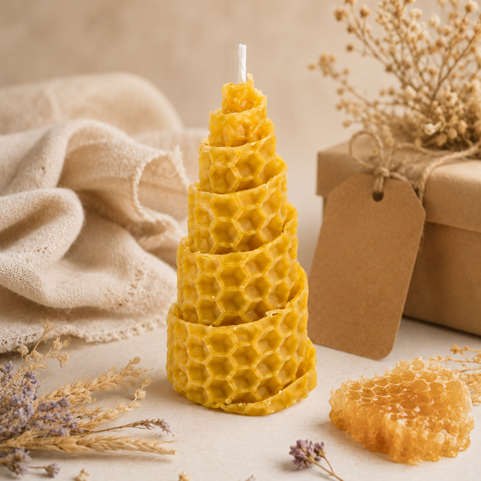 Vela de Miel Artesanal 100% Cera de Abeja – Abundancia y Prosperidad Esotergia Tienda