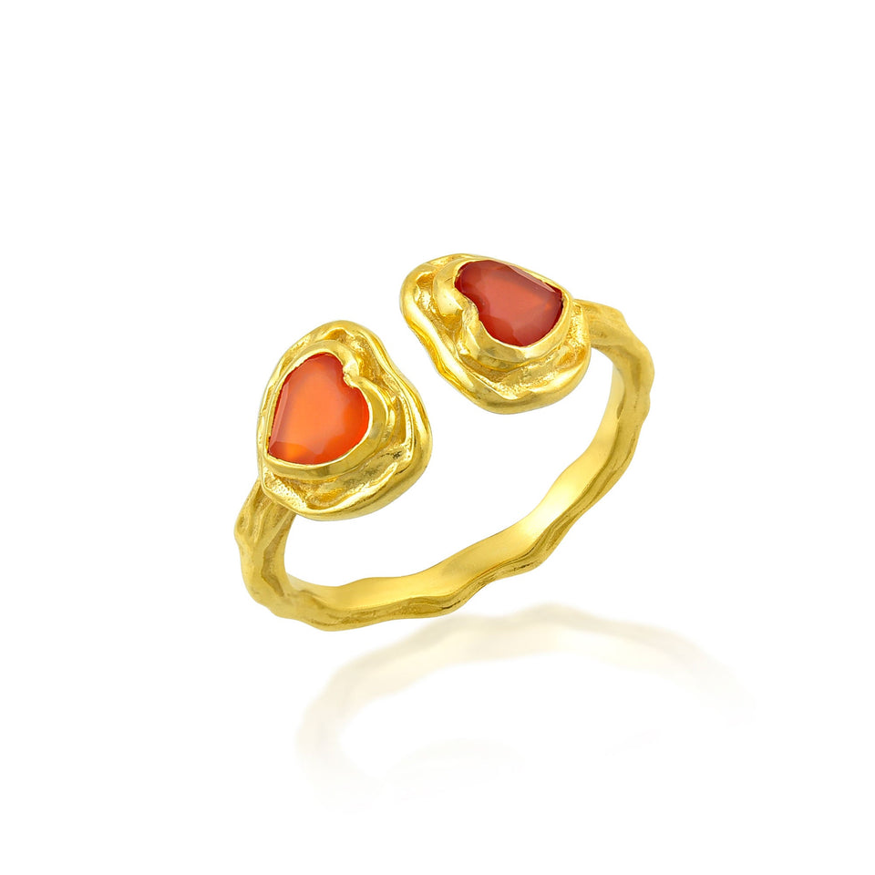 Anillo "Corazón Vital" - Cornalina Natural y Baño Oro 18k Esotergia