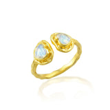 Anillo "Corazón Lunar" - Piedra Luna Natural y Baño Oro 18k Esotergia