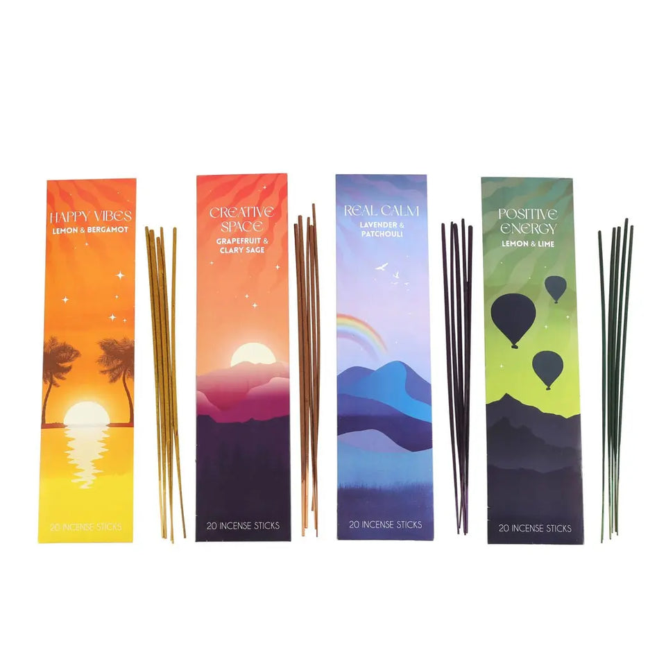 Set de Inciensos The Happy Collection – 4 Aromas Positivos y Energizantes | 80 Varitas Esotergia