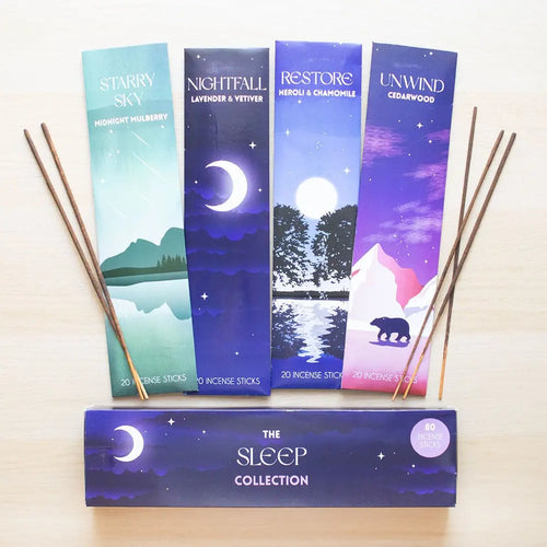 Set de Inciensos The Sleep Collection – 4 Aromas Relajantes para Dormir | 80 Varitas Esotergia