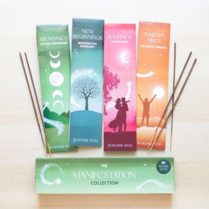 Set de Inciensos The Manifestation Collection – 4 Aromas para Atraer Energía Positiva | 80 Varitas Esotergia
