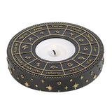 Portavelas Rueda Astrológica Dorada – Decoración Celestial Esotérica - Esotergia Tienda