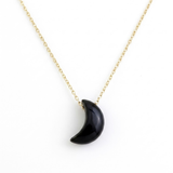 Collar Luna de Ónix Negro Natural y Acero (42+5cm) | Protección, Fuerza y Enfoque Esotergia