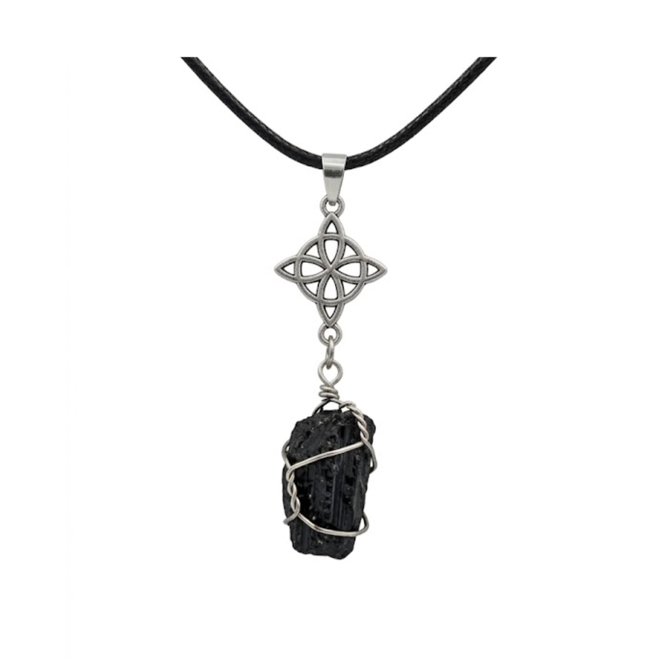 Colgante Nudo de Bruja y Turmalina Negra | Doble Protección Esotergia