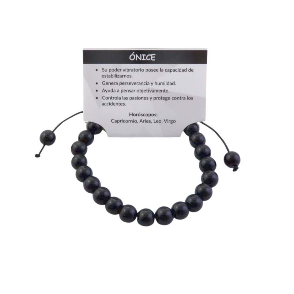 Pulsera Ónix Nudo Corredizo (4mm, 6mm, 8mm) | Protección, Estabilidad y Enfoque Esotergia