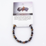 Pulsera Triple Protección (6mm, 8mm) | Ónix, Ojo de Tigre y Hematita | Escudo Energético Esotergia