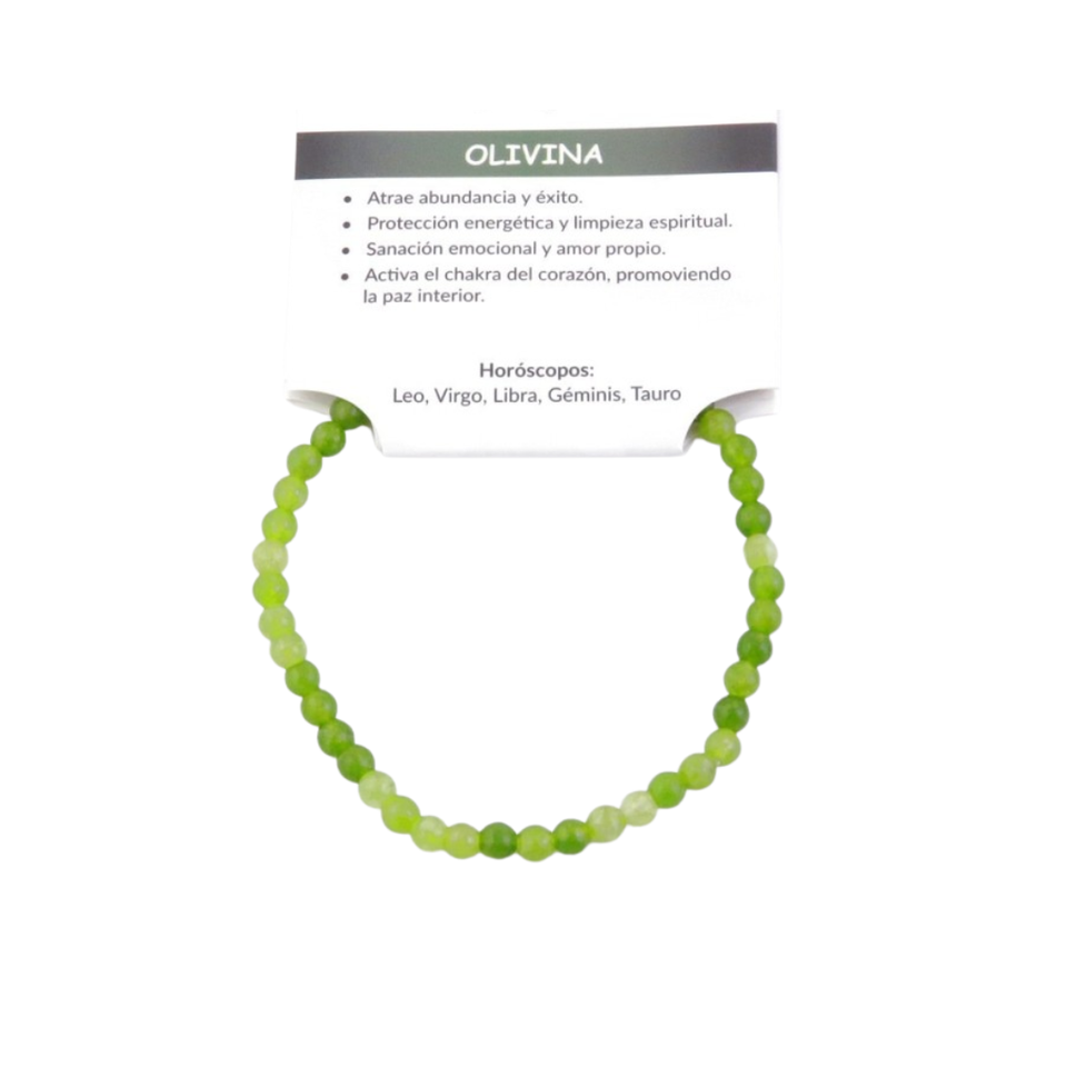 Pulsera de Olivina Natural (4mm, 6mm) | Piedra de Abundancia, Éxito y Sanación del Corazón Esotergia