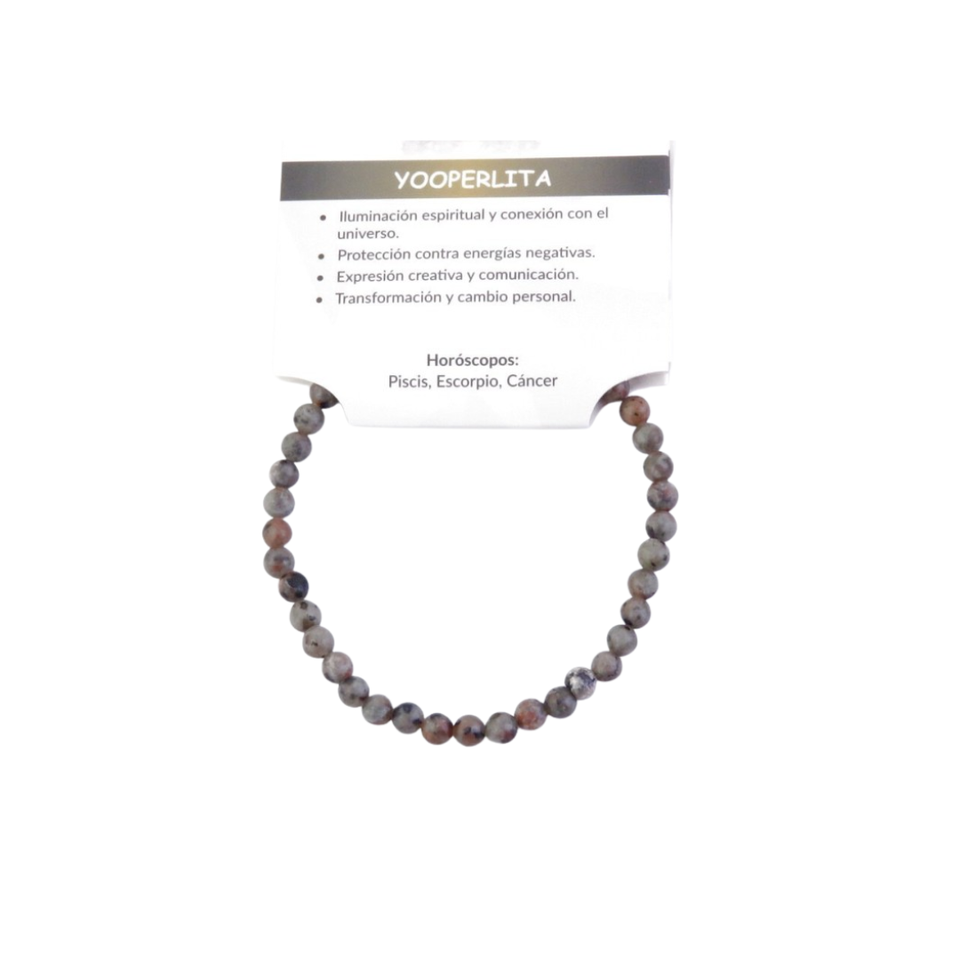 Pulsera de Yooperlita Natural (4mm, 6mm, 8mm) | Piedra de Transformación y Conexión Espiritual Esotergia