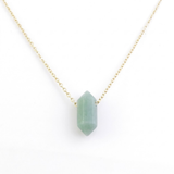 Collar Punta Doble Aventurina Verde (42+5cm) | Acero Inoxidable | Prosperidad y Salud Esotergia