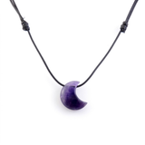 Collar Luna de Amatista Natural Ajustable (25 x 20 mm) | Intuición, Paz y Protección Esotergia