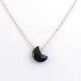Collar Luna Facetada Ónix Negro (15 x 11 mm) | Acero Inoxidable (42 + 5 cm) | Protección y Fuerza Esotergia