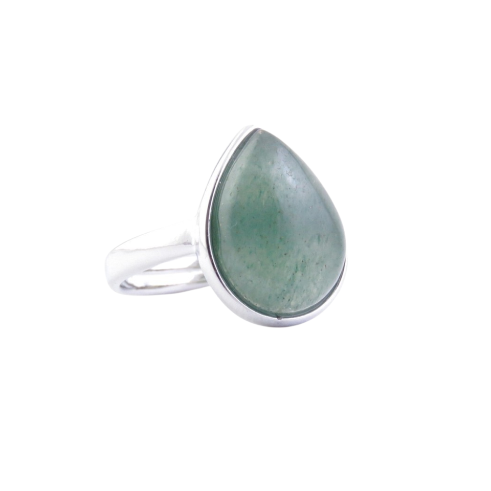 Anillo Ajustable Aventurina Verde Lágrima (17 x 14 mm) | Prosperidad, Bienestar y Suerte Esotergia