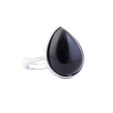 Anillo Ajustable Ónice Negro Lágrima (17 x 14 mm) | Protección, Fuerza y Automaestría Esotergia