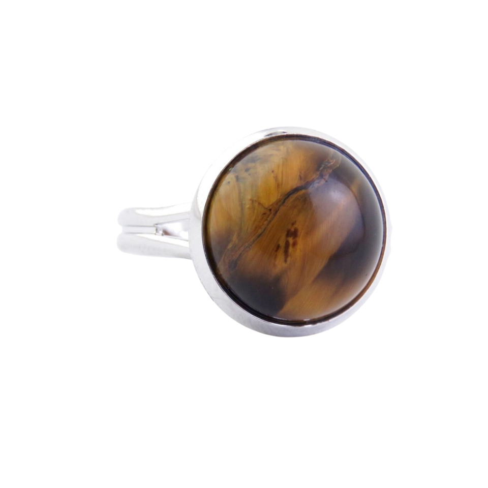 Anillo Ajustable Ojo de Tigre (12 mm) | Protección, Coraje y Confianza Personal Esotergia
