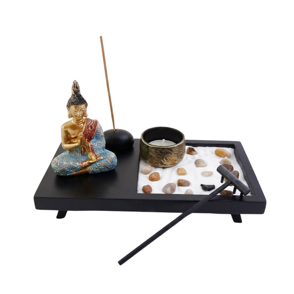 Jardín Zen Buda Gautama (21 x 11 x 3 cm) | Kit Completo de Meditación y Relajación Esotergia
