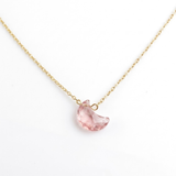Collar Luna Facetada de Cuarzo Rosa | Cadena de Acero Inoxidable Esotergia