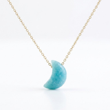 Collar Luna de Amazonita Natural y Acero Inoxidable (42+5cm) | Calma, Comunicación y Protección Esotergia