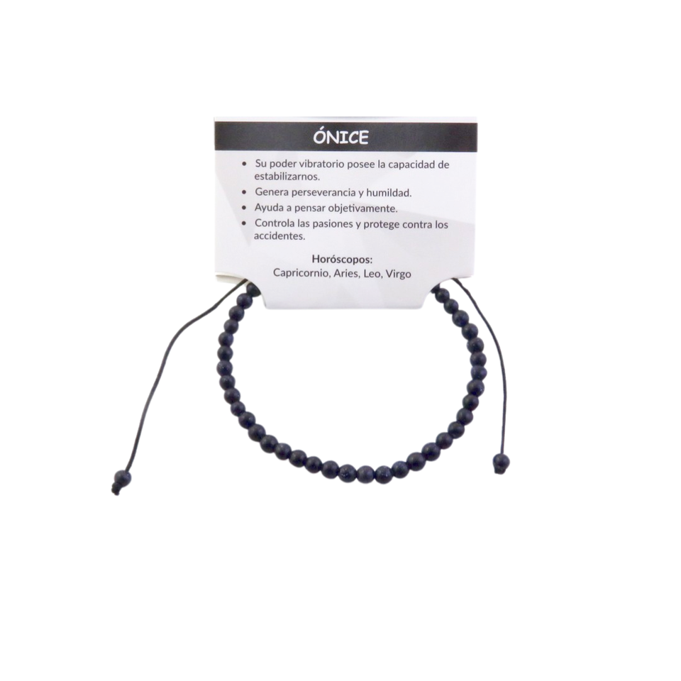 Pulsera Ónix Nudo Corredizo (4mm, 6mm, 8mm) | Protección, Estabilidad y Enfoque Esotergia