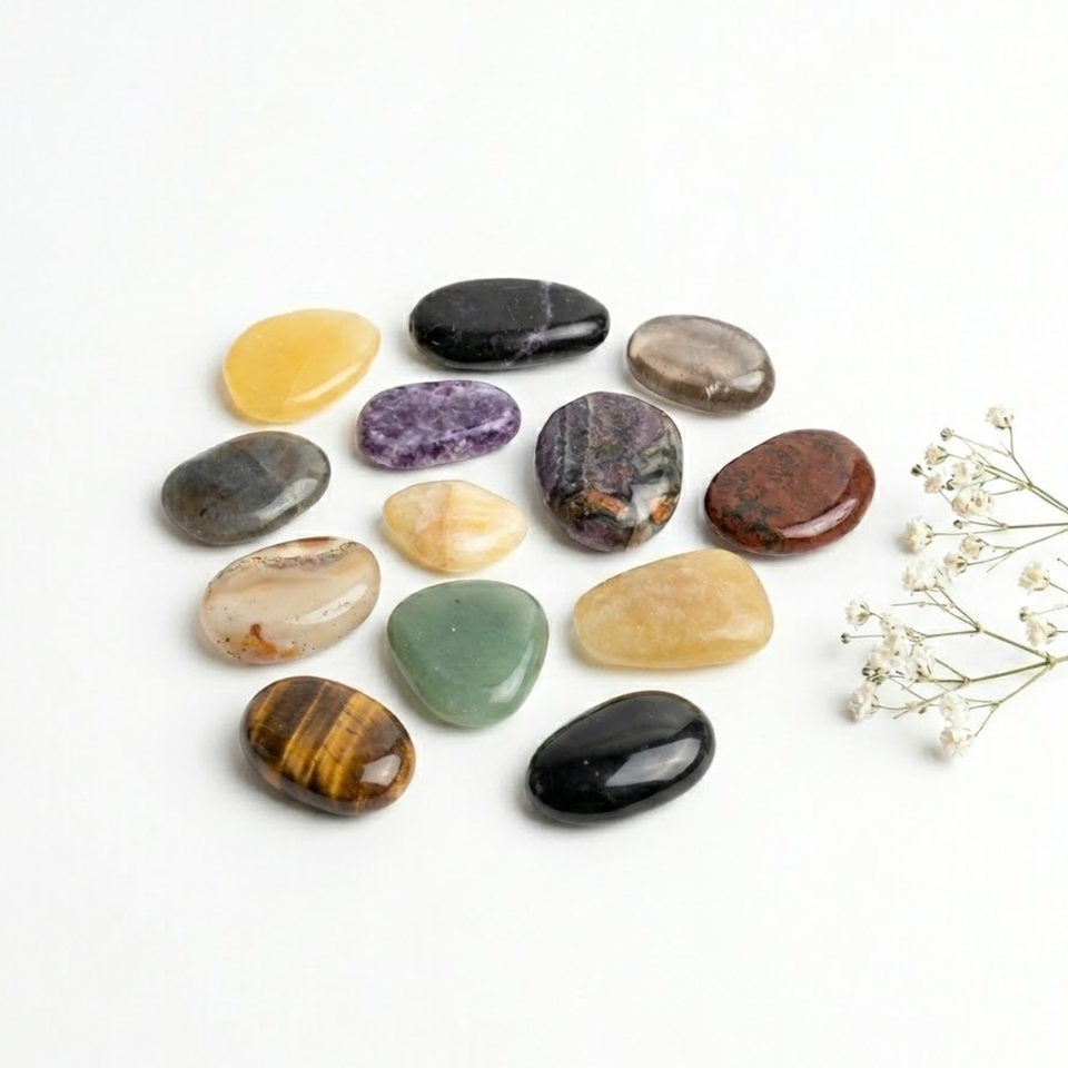 Pack de 5 Minerales Rodados Planos Surtidos (3-5cm) | Terapias y Amuletos Esotergia