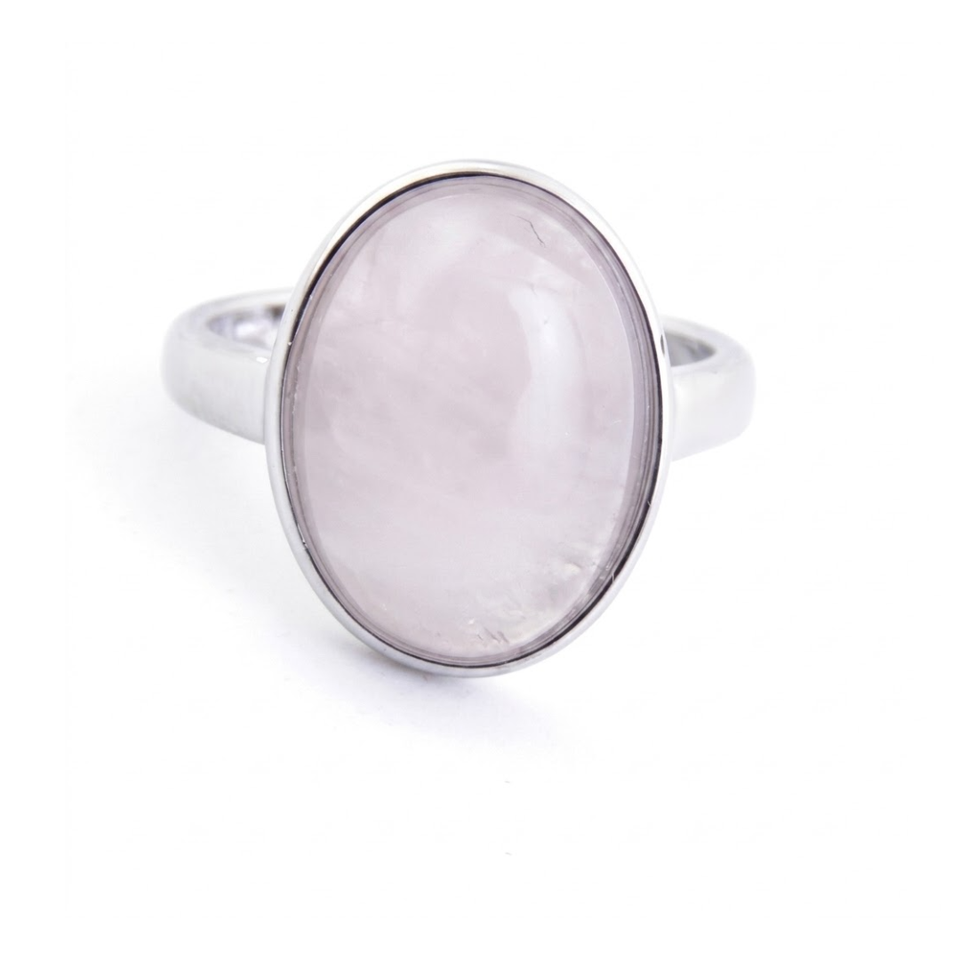Anillo Ajustable Cuarzo Rosa (12 x 16 mm) | Amor Propio, Paz y Sanación Emocional Esotergia
